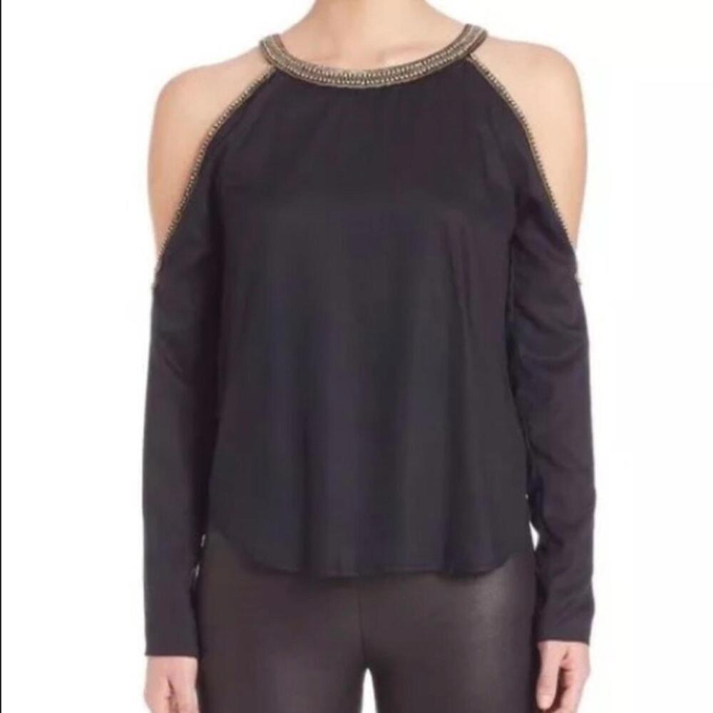 MLV embellished trim cold shoulder top small NWT